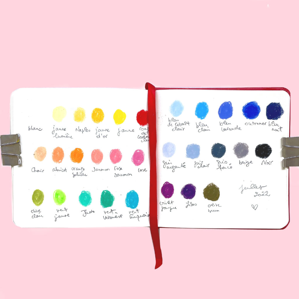 Jouer avec les pastels Neocolors 2- Part 2, process nuancier