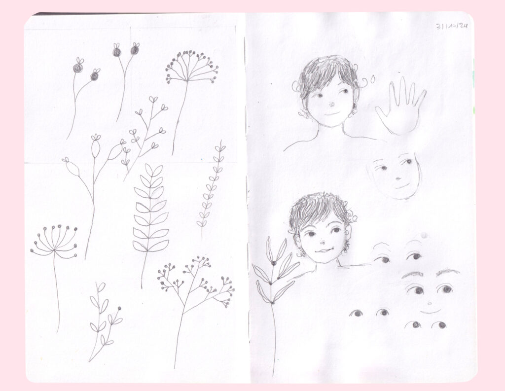 Des Noeuds au Cerveau - Processus créatif sketchbook esquisse feuilles bd