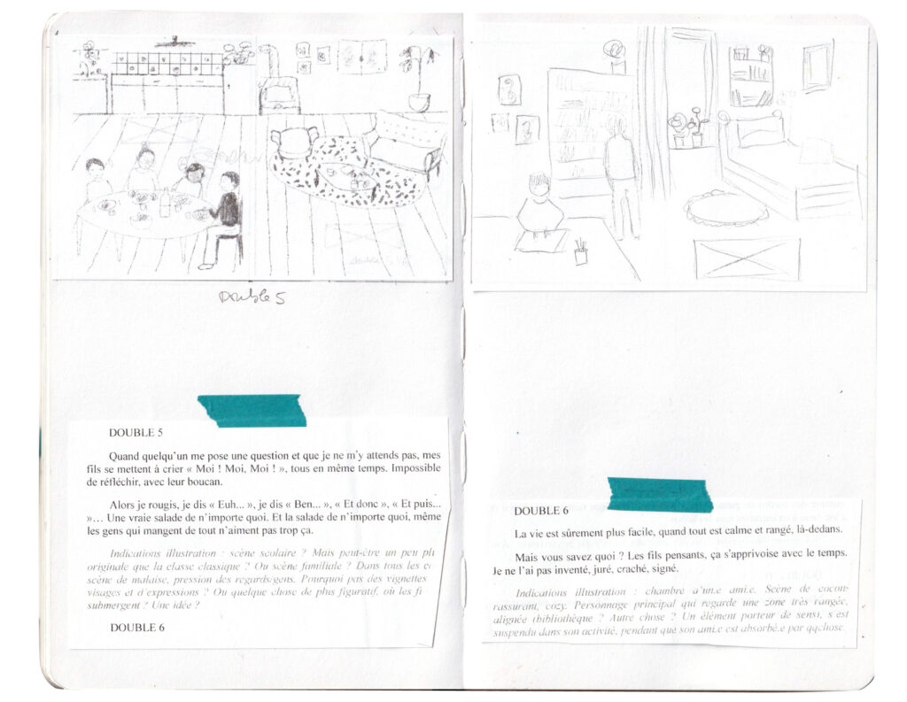 Des Noeuds au Cerveau - Processus créatif sketchbook storyboard3 bd