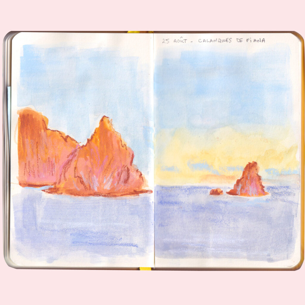 Ma palette Art Toolkit : mes couleurs de gouache pour dessiner la Corse. calanques