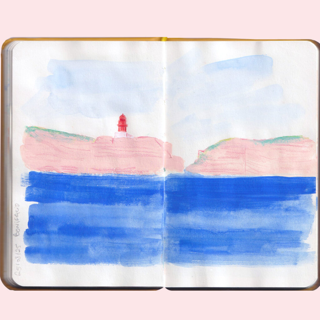 Ma palette Art Toolkit : mes couleurs de gouache pour dessiner la Corse. phare rouge ok