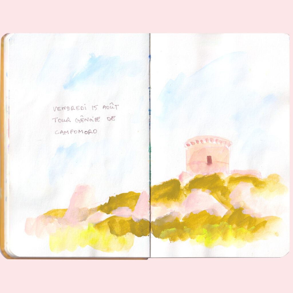 Ma palette Art Toolkit : mes couleurs de gouache pour dessiner la Corse. tour genoise