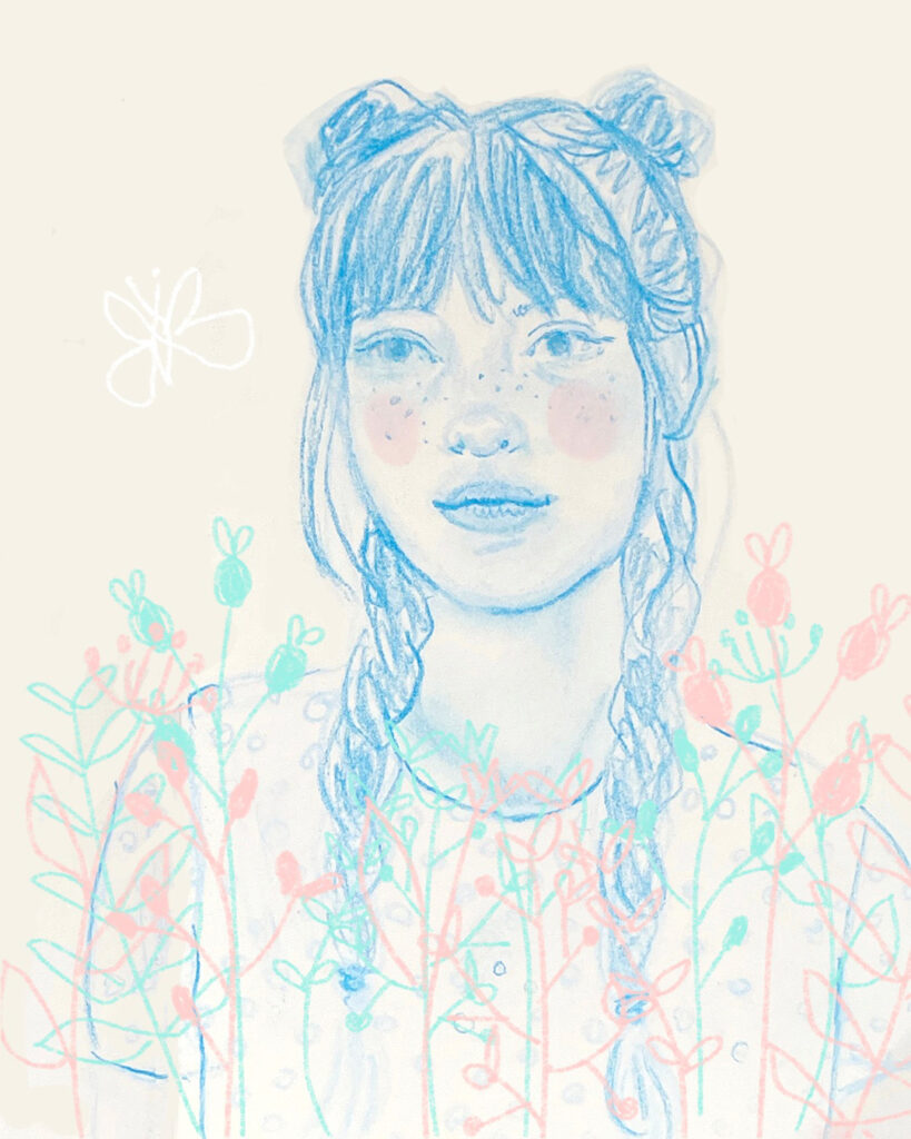 portrait pastel bleu 2 2